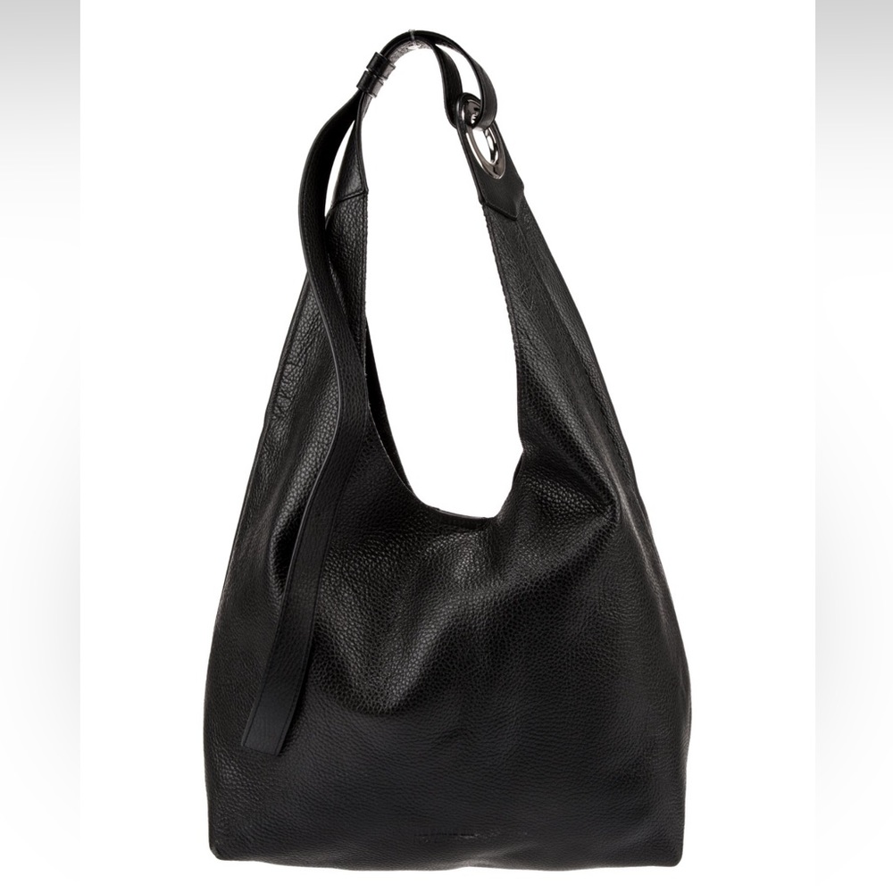 Jil Sander Navy black leather hobo bag